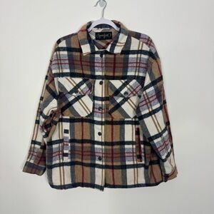 Spoon Jeans Brown Plaid Button Down Jacket Womens Size 1X